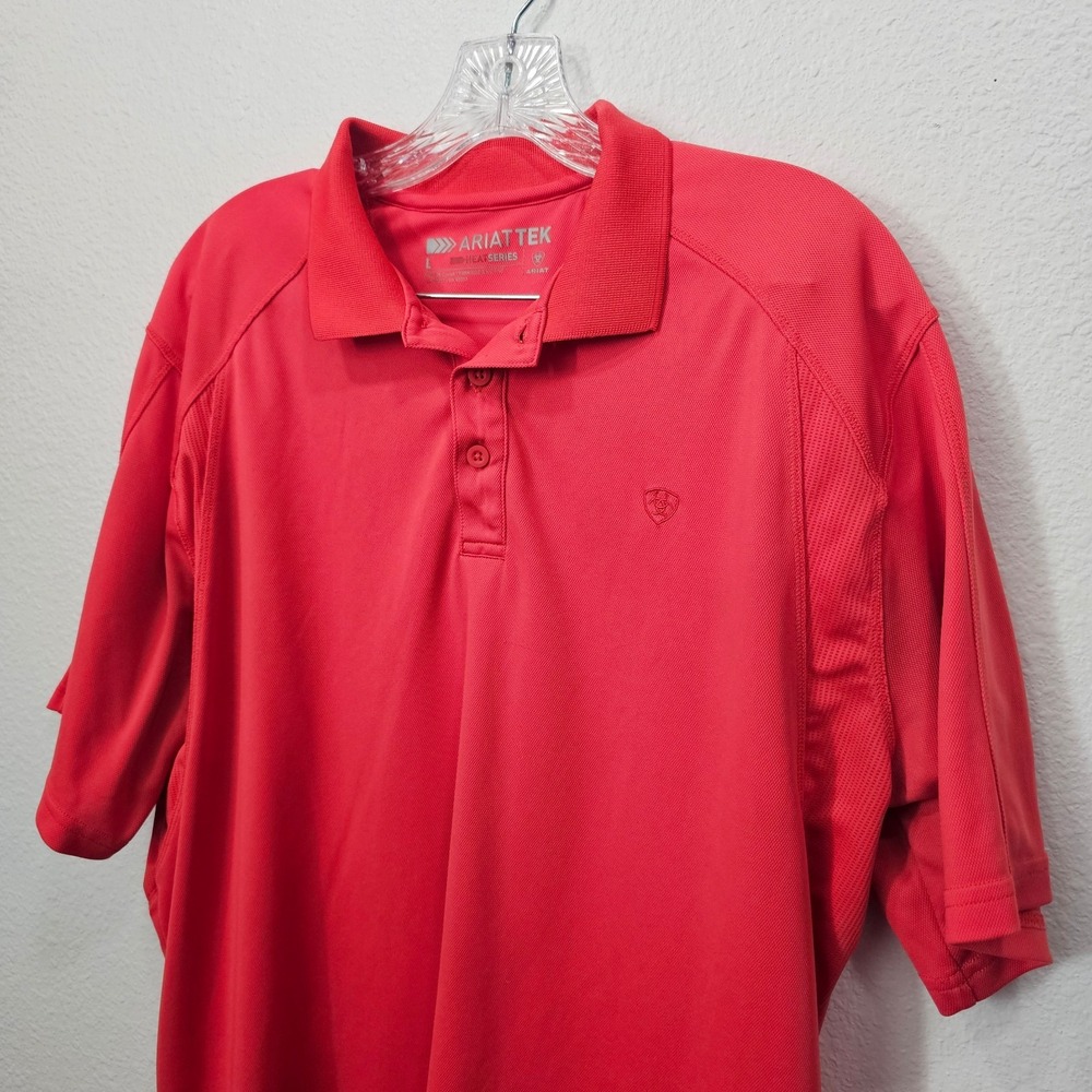 Ariat Tek‎ Heat Series Men's Size Large Orange Short Sleeve Polo